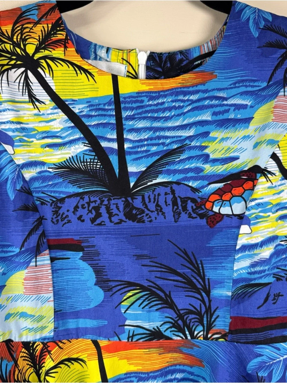 Girls Hawaiian twirl Dress size 12 tropical blue summer vacation luau - Picture 3 of 6